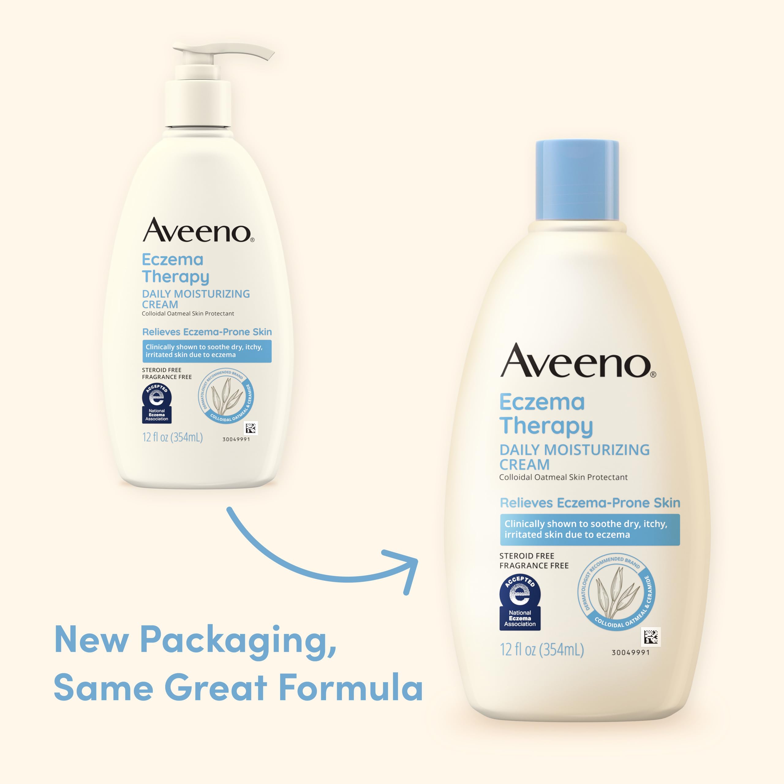 Aveeno Eczema Therapy Daily Moisturizing Body Cream for Sensitive Skin, Soothing Eczema Relief Cream, Colloidal Oatmeal & Cerami