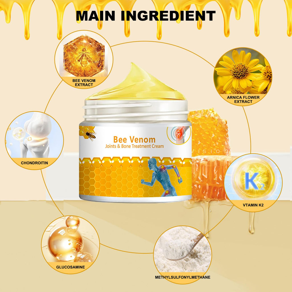 3 PCS Bee Venom Joint and Bone Therapy Cream, New Bee Venom Gel, Specializes in Muscle Soothing, for All Parts of The Body, for