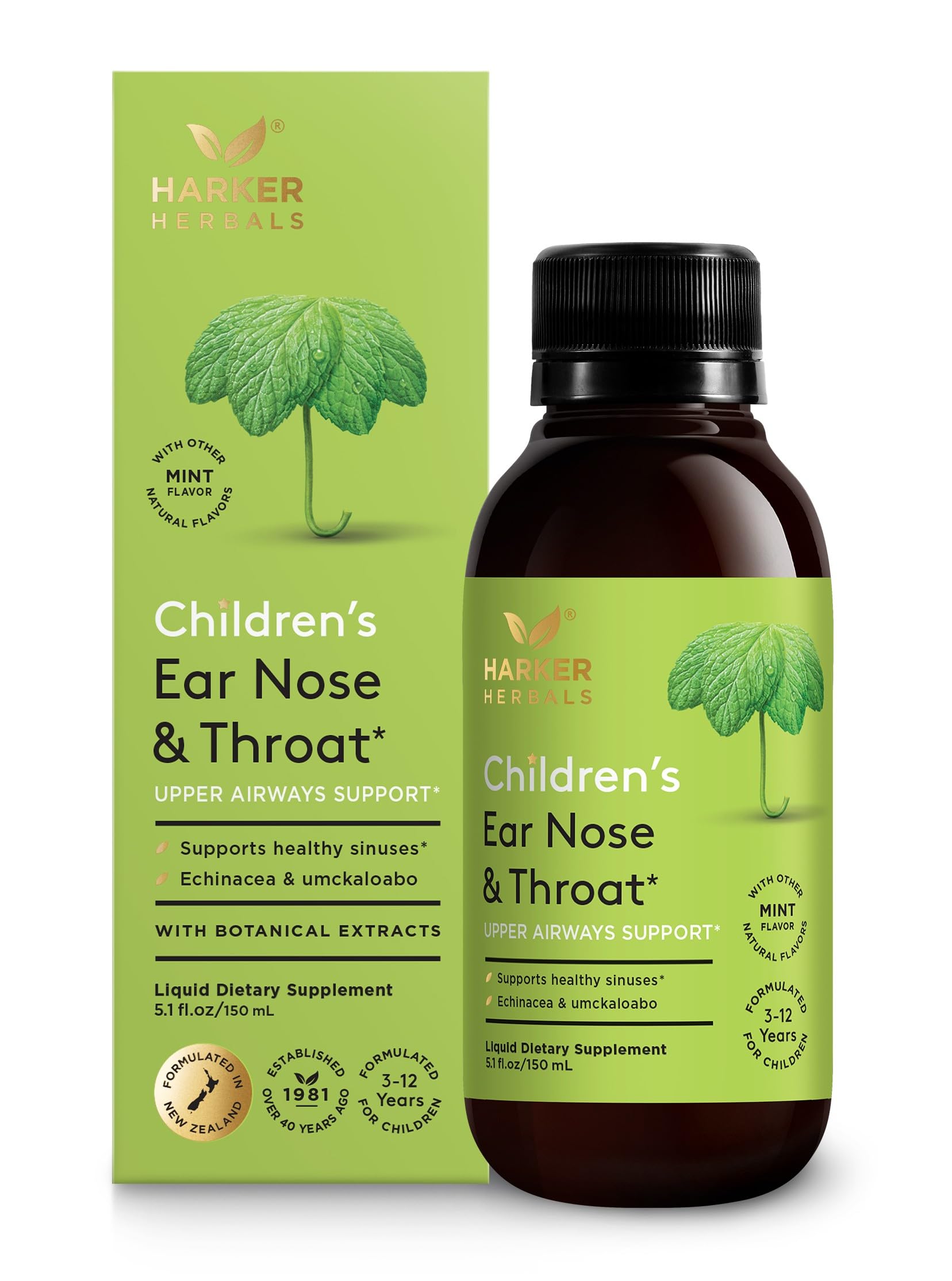 Harker Herbals Childrens Ear Nose & Throat Syrup, Herbal Formula for Sinuses & Seasonal Wellness Includes Echinacea, Pelargoniu