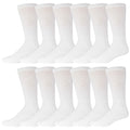 12 Pairs of Cotton Diabetic Neuropathy Crew Socks (9-11, Fits Men's Shoe Size 7-9.5, White)