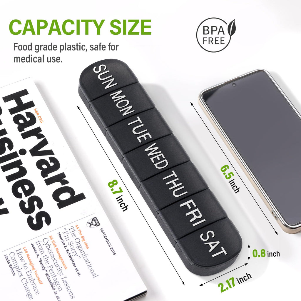 Weekly Pill Organizer 2 Times a Day, Travel Pill Box 7 Day Extra Large Compartments Vitamin Holder, Daily Pill Container 7day XL