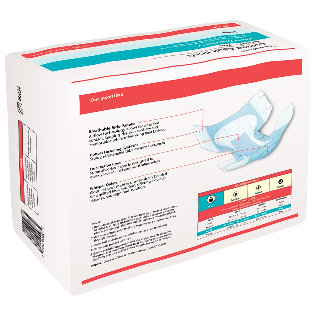 Covidien 75343101 Incontinent Brief Wings Choice Plus Tab Closure Large Disposable Heavy Absorbency 66034 Box of 18