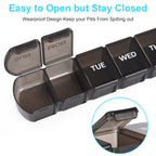 LEMBOL Large Weekly Pill Organizer 2 Pack,Daily Vitamin Case Box 7 Day with XL Compartment,Travel Friendly Medicine Organizer fo