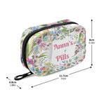 Custom Pill Box 7 Day Pill Case Bag Watercolor Flower Personalized Name Travel Pill Organizer Bag with Zipper Portable Weekly Ca