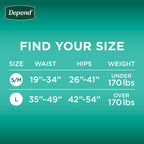 Depend Incontinence Protection with Tabs, Unisex, Large (35-49 Waist, over 170 lbs), Maximum Absorbency, 48 Count (3 Packs of 16