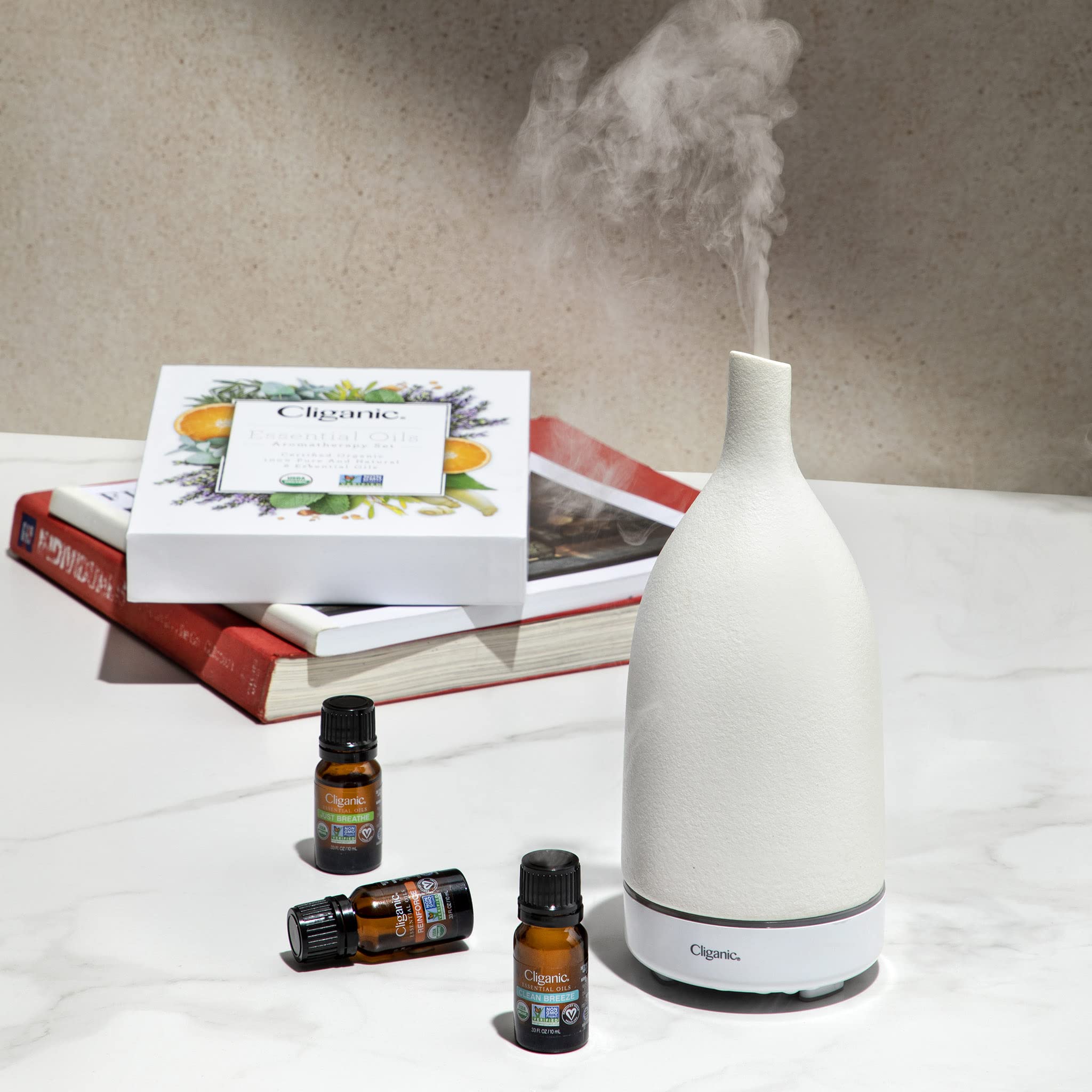 Cliganic USDA Organic Aromatherapy Essential Oils Set (Top 6), 100% Pure Natural - Peppermint, Lavender, Eucalyptus, Tea Tree, L