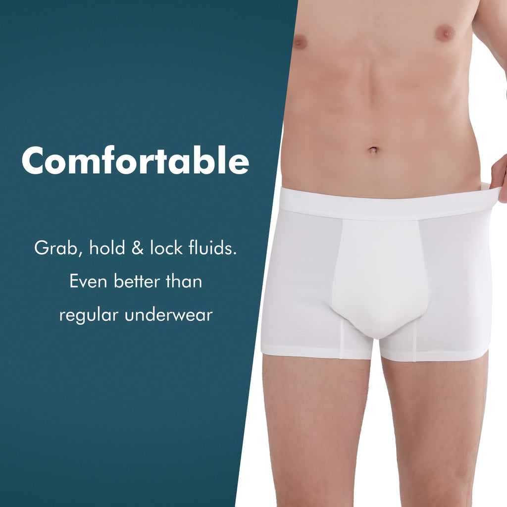 AIRCUTE Washable Absorbent Urinary Incontinence Underwear for Men, Soft Leak Proof Boxer Briefs for Bladder Leakage 60ML (Medium