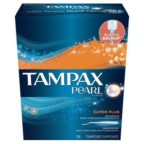 Tampax Pearl Tampons Super Plus Unscented 18 Each (Pack of 8)