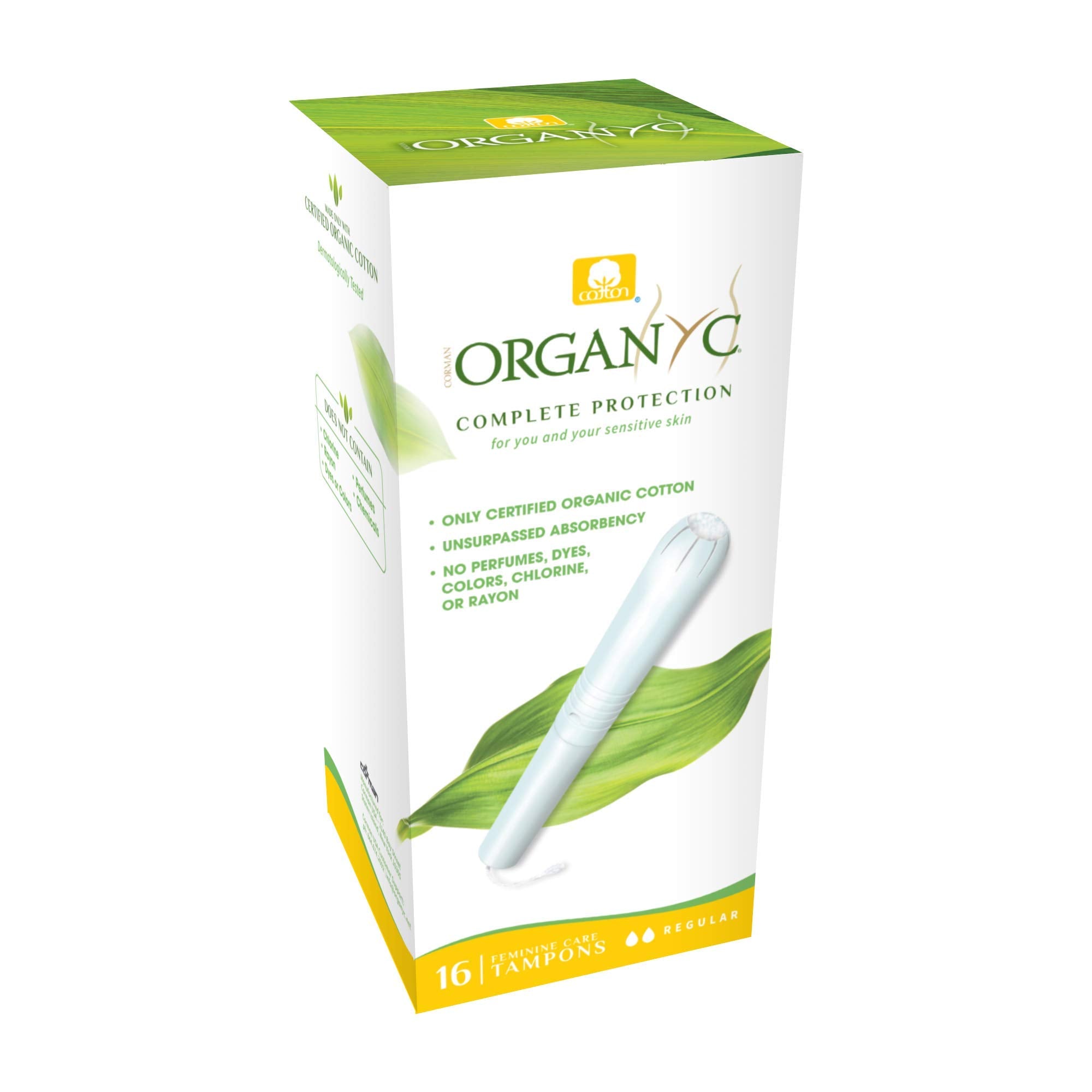 Organyc - 100% Certified Organic Cotton Tampons - Cardboard Applicator, Free from Chlorine, Perfumes, Rayon, and Chemicals, Regu