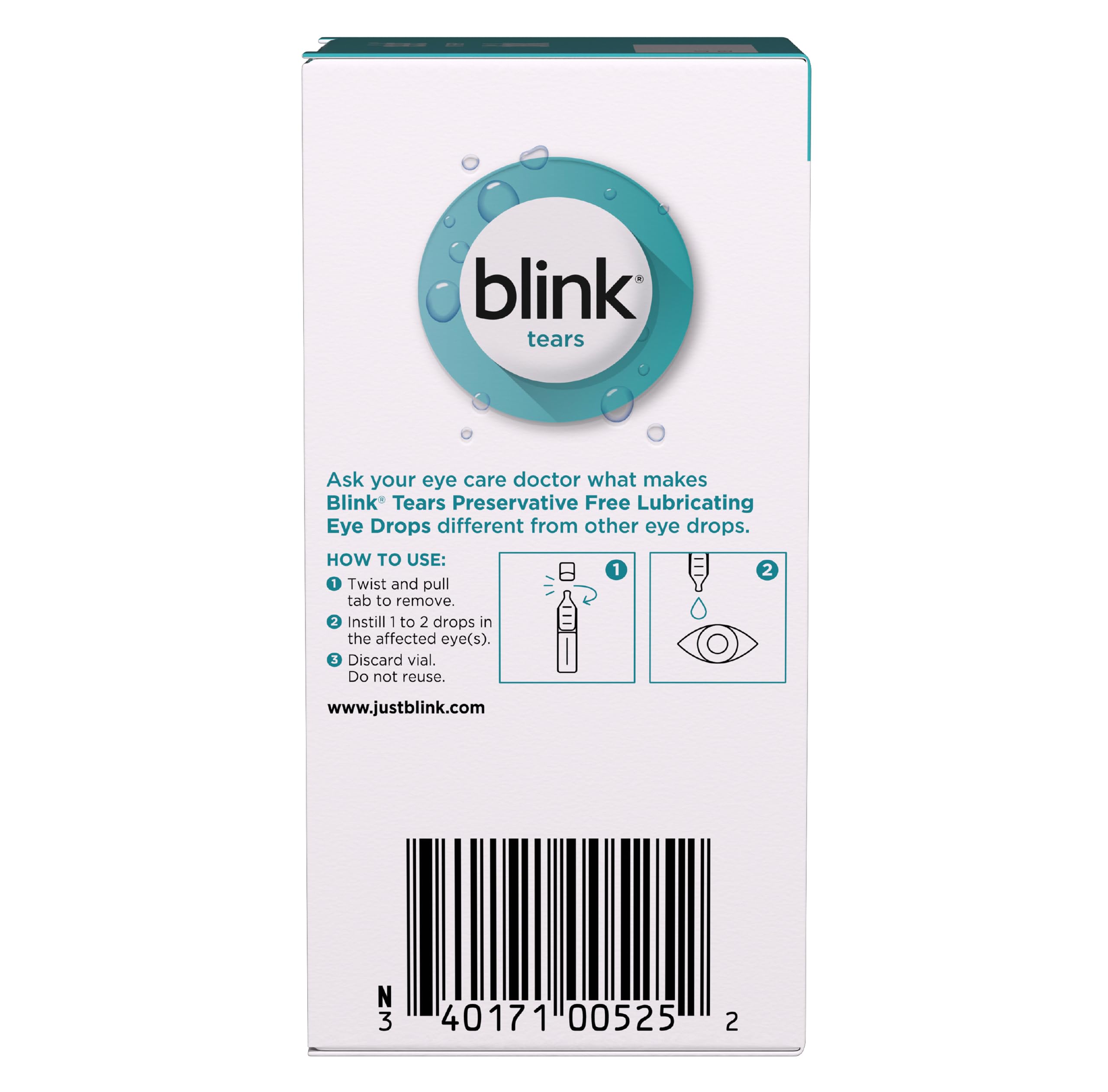 Blink Tears Preservative Free Lubricating Eye Drops 25 ct 0.01 fl oz EA (0.4 mL EA) (Pack of 2)