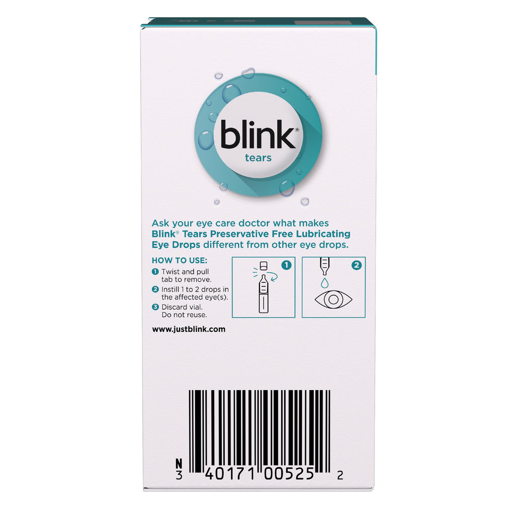 Blink Tears Preservative Free Lubricating Eye Drops 25 ct 0.01 fl oz EA (0.4 mL EA) (Pack of 2)