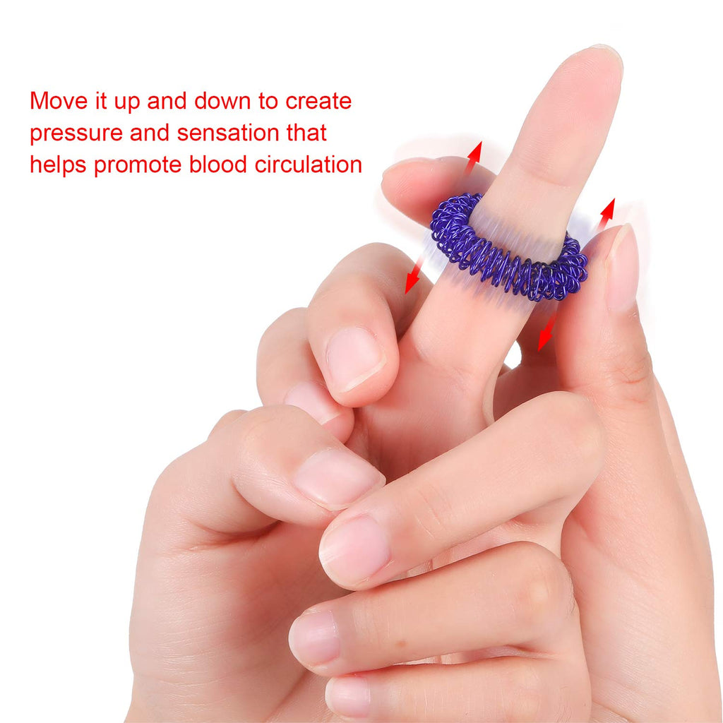 Blulu 50 Pcs Acupressure Rings Spiky Sensory Finger Rings Spiky Finger Acupressure Set for Teens, Adults, Silent Stress Reducer