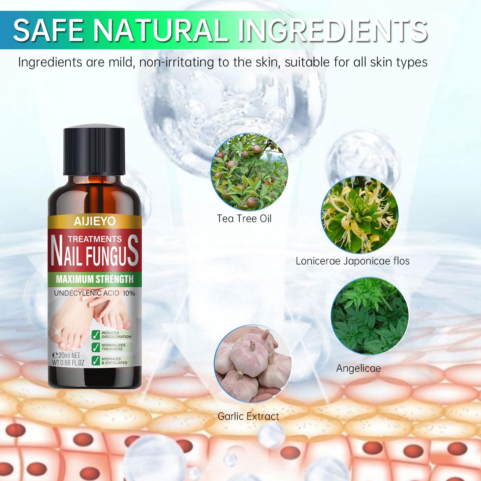 E-Bes Toenail Fungus Treatment Extra Strength, Repair Thick Color Damage Fingernail Toe Nail Fungus Treatments, Tea Tree Oil Eas