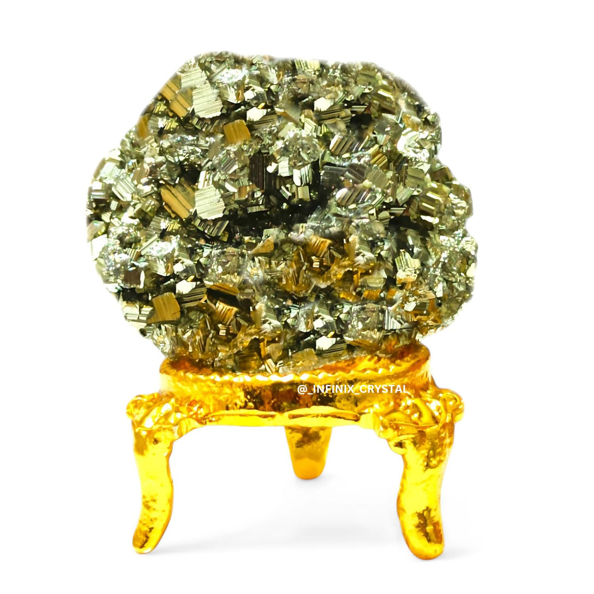 Infinix Crystal Raw Pyrite Stone Original | 100200 Gm Certified Natural Brassy Golden Pyrite Cluster (Aaa Grade Quality) With C