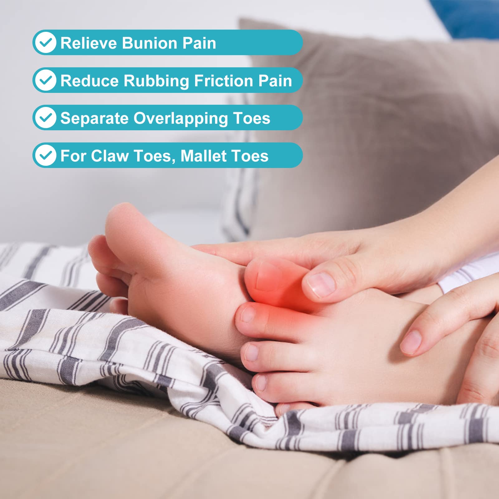 Yosoo Health Gear Gel Bunion Protector, 2pcs Bunion Pads and Cushions, Soft Silicone Bunion Corrector Big Toe Bunion Guards, Eas