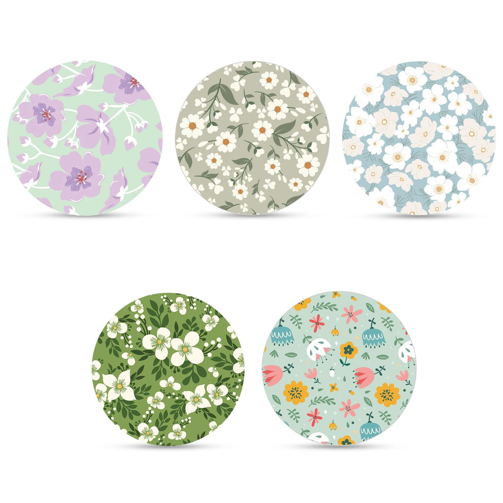 25pcs Adhesive Patches for Libre 2 or 3, CGM Overpatches, Sensor Covers Flower Print, Medical Breathable & Waterproof Glucose Su