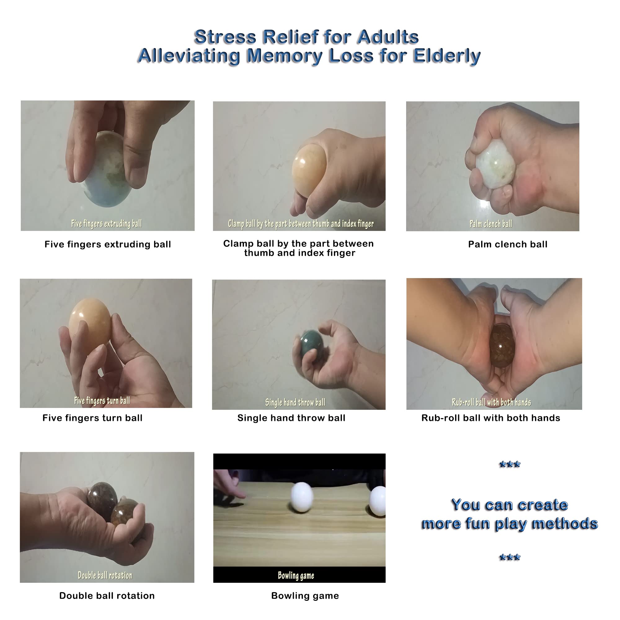 LLY Hand Exercise Ball - Lushan Jade. Adult Pressure Relief. Finger Exercise, Health Hand Ball. Massage Ball. Stress Relief, all