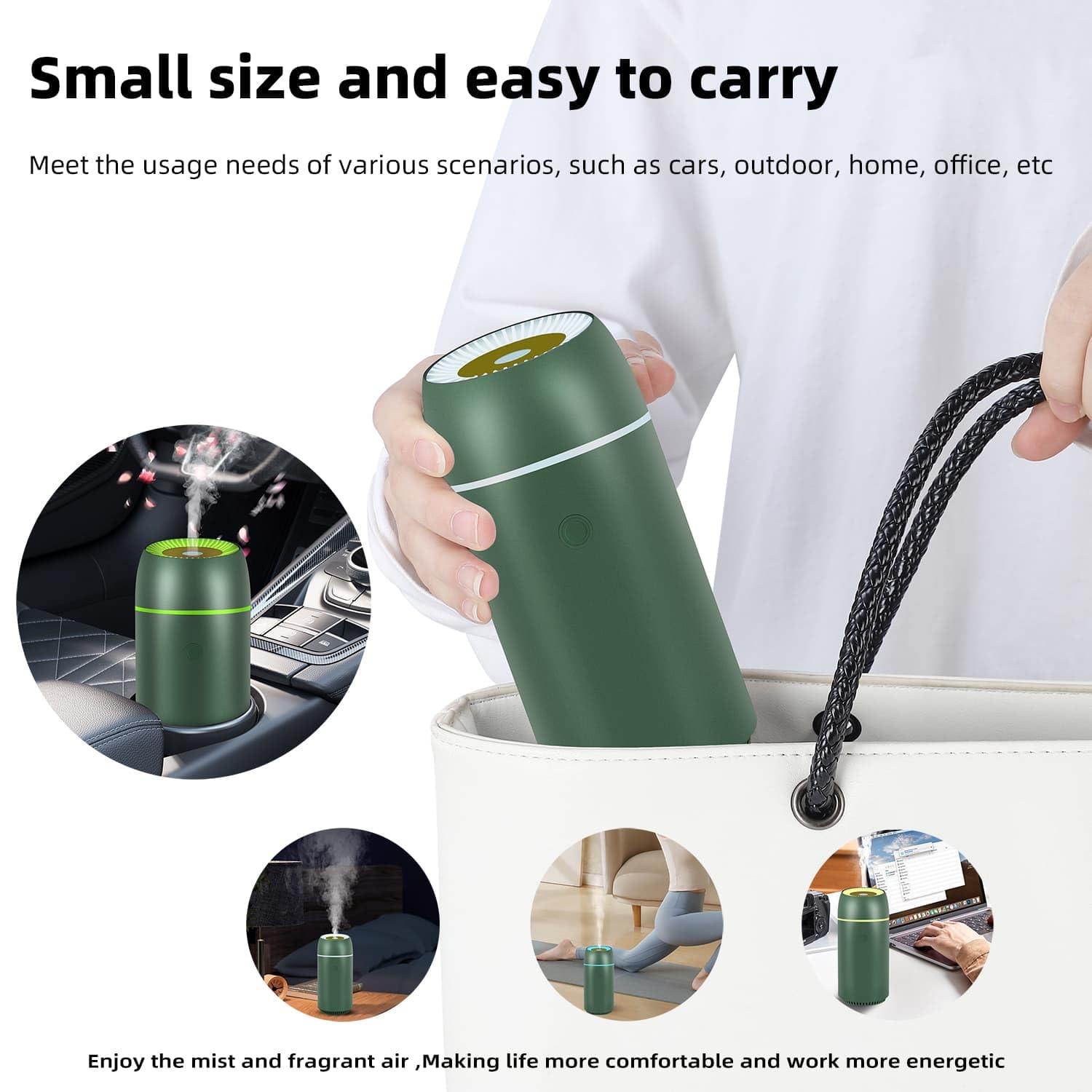 Car Diffuser for Essential Oils Portable Mini Ultrasonic Mist Humidifier 100ml USB Aromatherapy Diffuser Freshener with Colorful