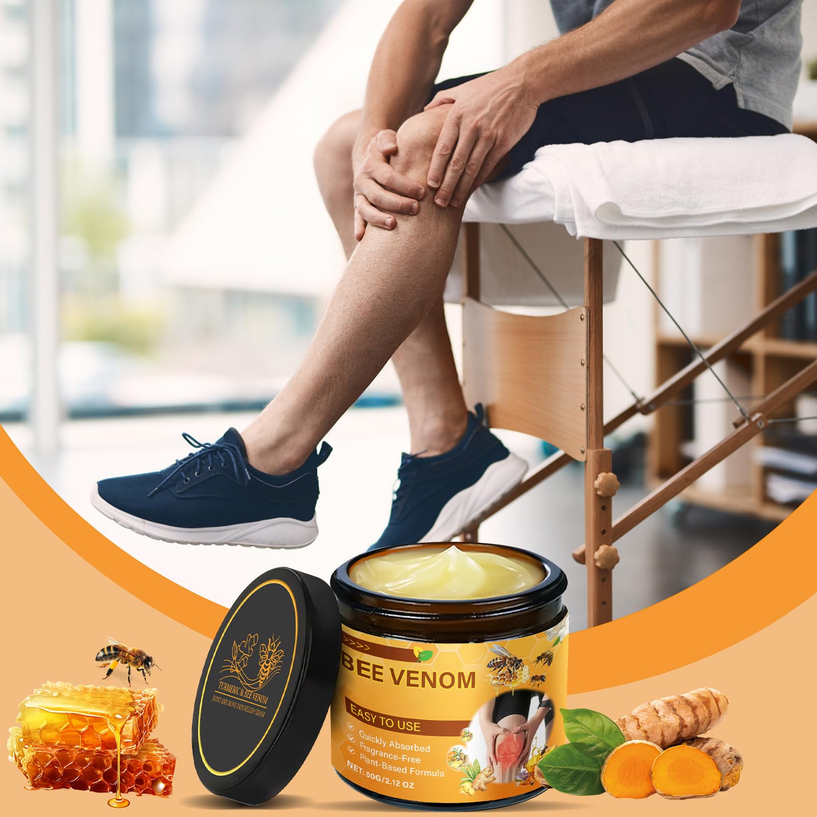 Vizela Bee Venom Turmeric Joint Healing Cream, Professional Bee Venom Turmeric Joint and Relief Cream, Bee Venom Joint Relief Ge