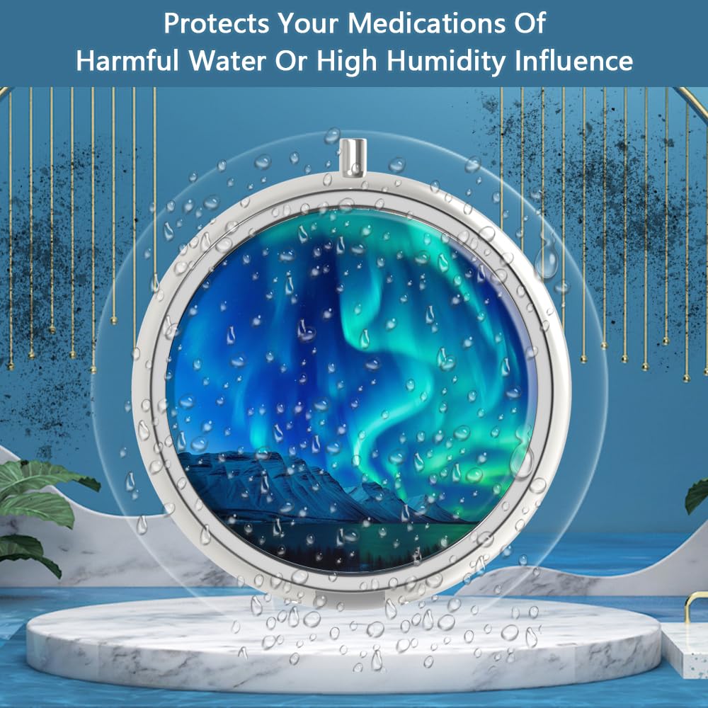 Pill Box 3 Compartment Medicine Pill Case,Portable Pill Box for Pocket or Purse Pill Box Decorative Metal Medicine Vitamin Organ