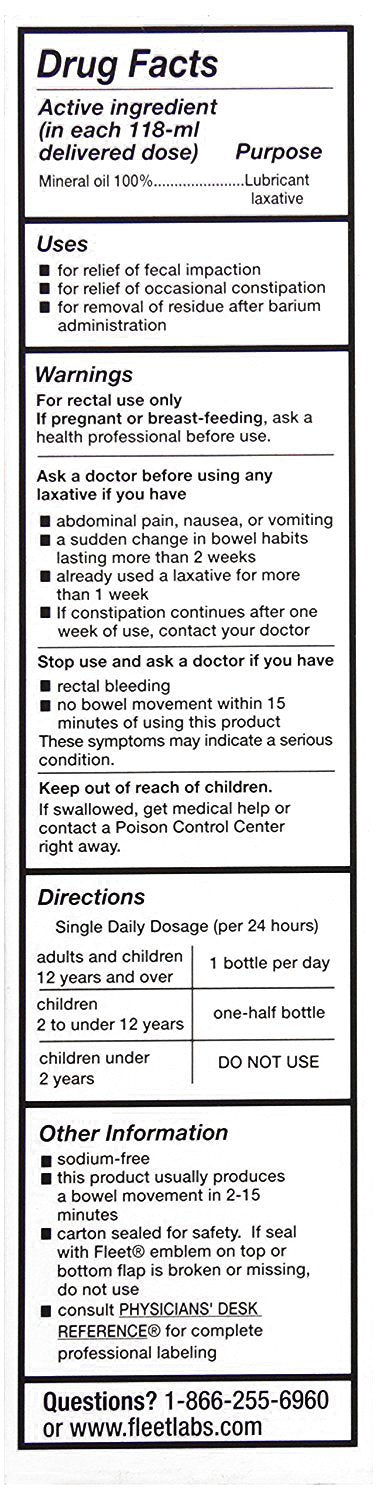 Fleet Mineral Oil Enema, Latex Free - 4.5 fl oz (Packaging may vary)