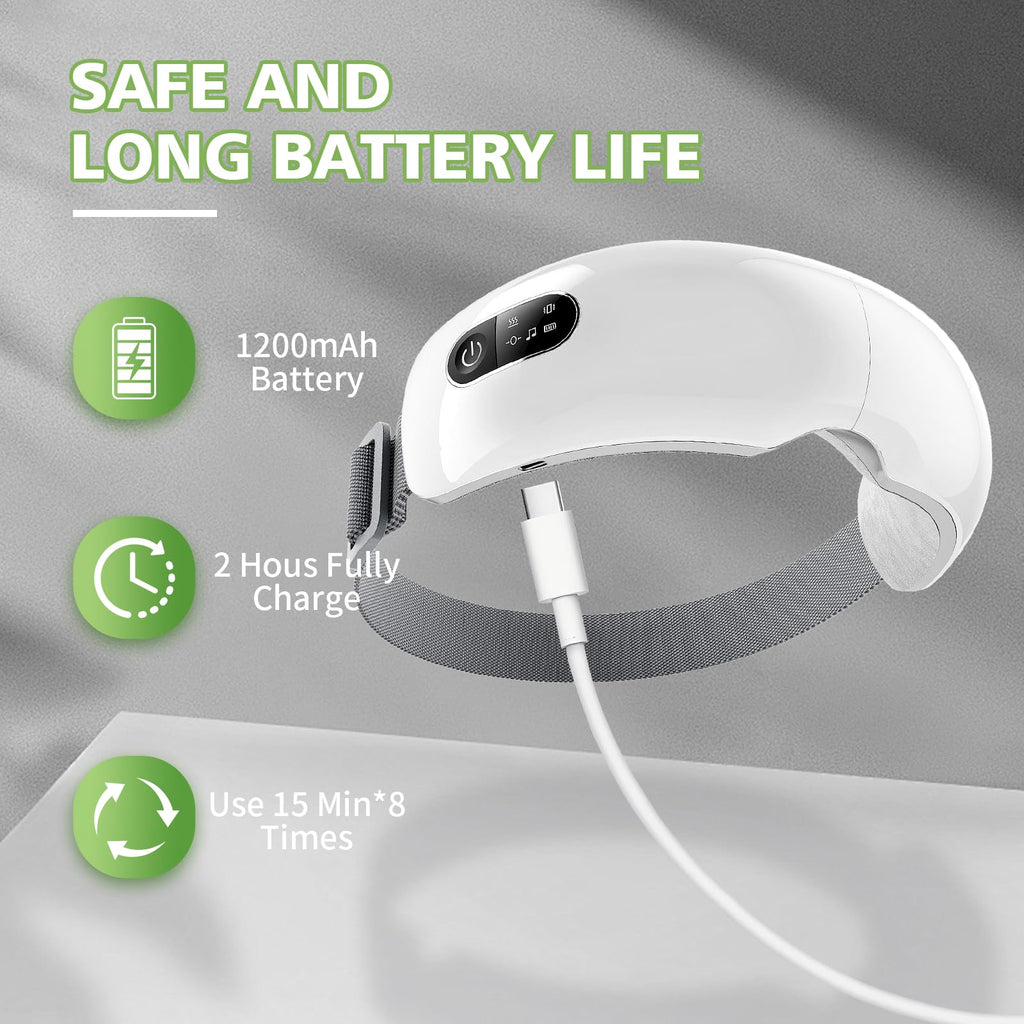 NOWWISH Eye Massager with Heat, Vibration and Bluetooth Music for Migraine Headache Eye Strain Relief, Cordless Heated Eye Mask