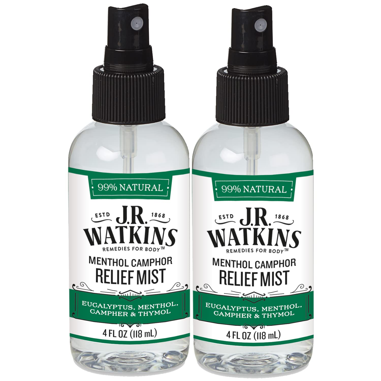 J.R. Watkins Natural Menthol Camphor Relief Mist, Mist for Flu and Cold Relief, Decongestant for Stuffy Nose, USA Made and Cruel