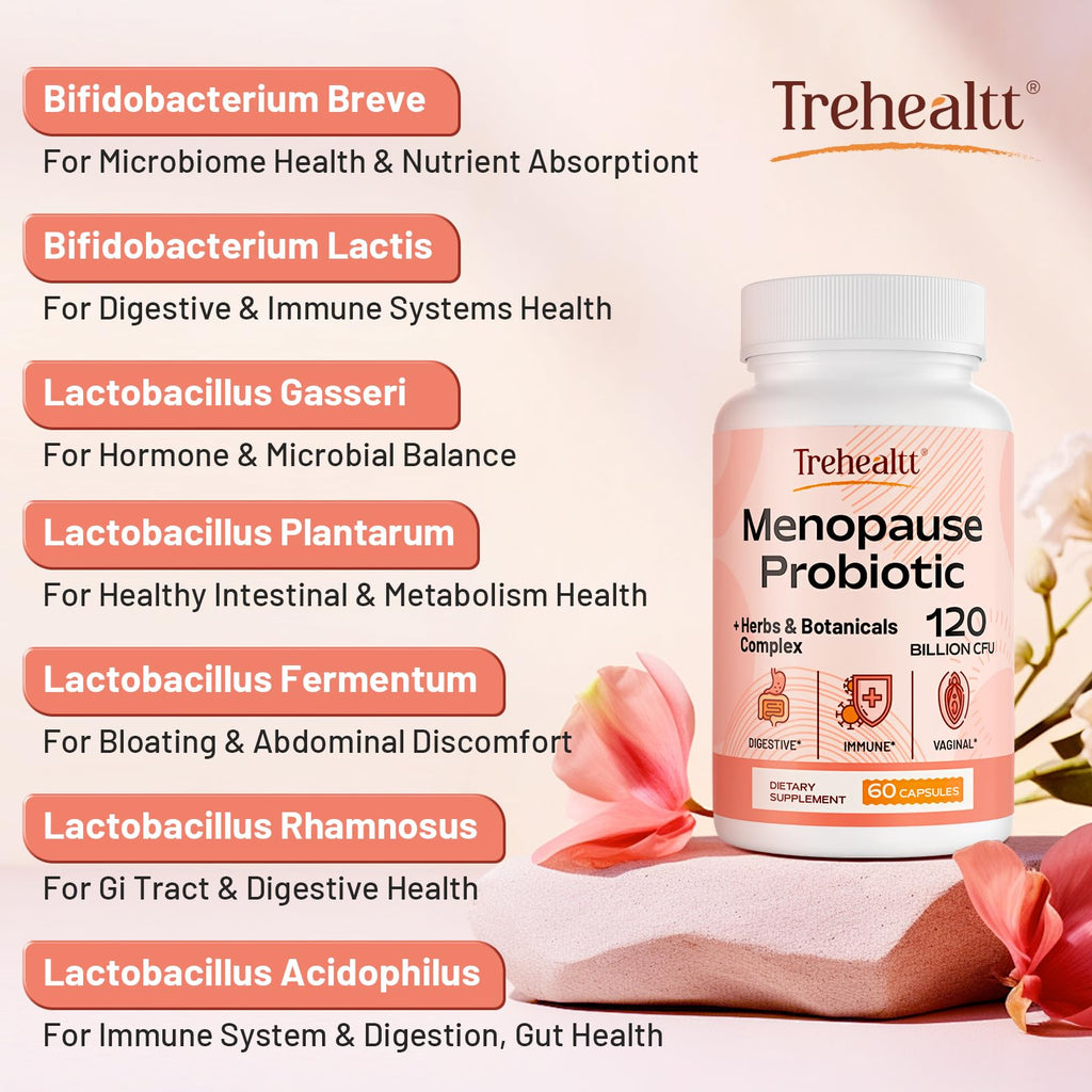 Menopause supplements for women, 120 Billion CFU Probiotic, 13-in-1 Herbs & Botanicals Complex, for Hormone Menopause, Hot Flash