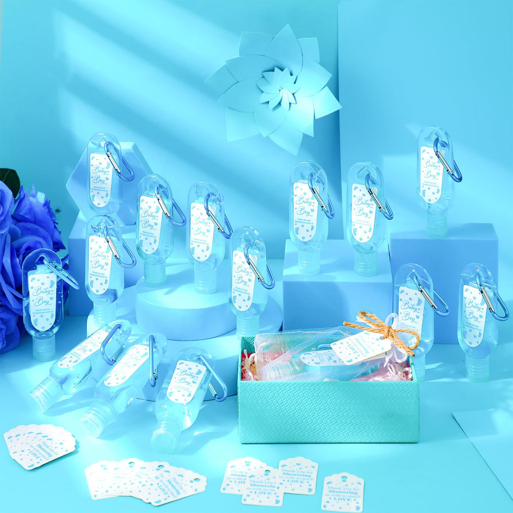 Gejoy 48 Sets Baby Shower Hand Sanitizer Bulk Baby Shower Party Favors for Guests Travel Size Hand Sanitizer Keychains Thank You