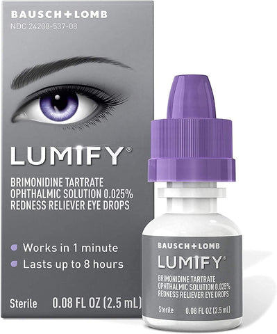 LUMIFY Redness Reliever Eye Drops (Brimonidine Tartrate Ophthalmic Solution 0.025%) - from Bausch + Lomb, 0.08 Fl. Oz. (2.5 mL) 