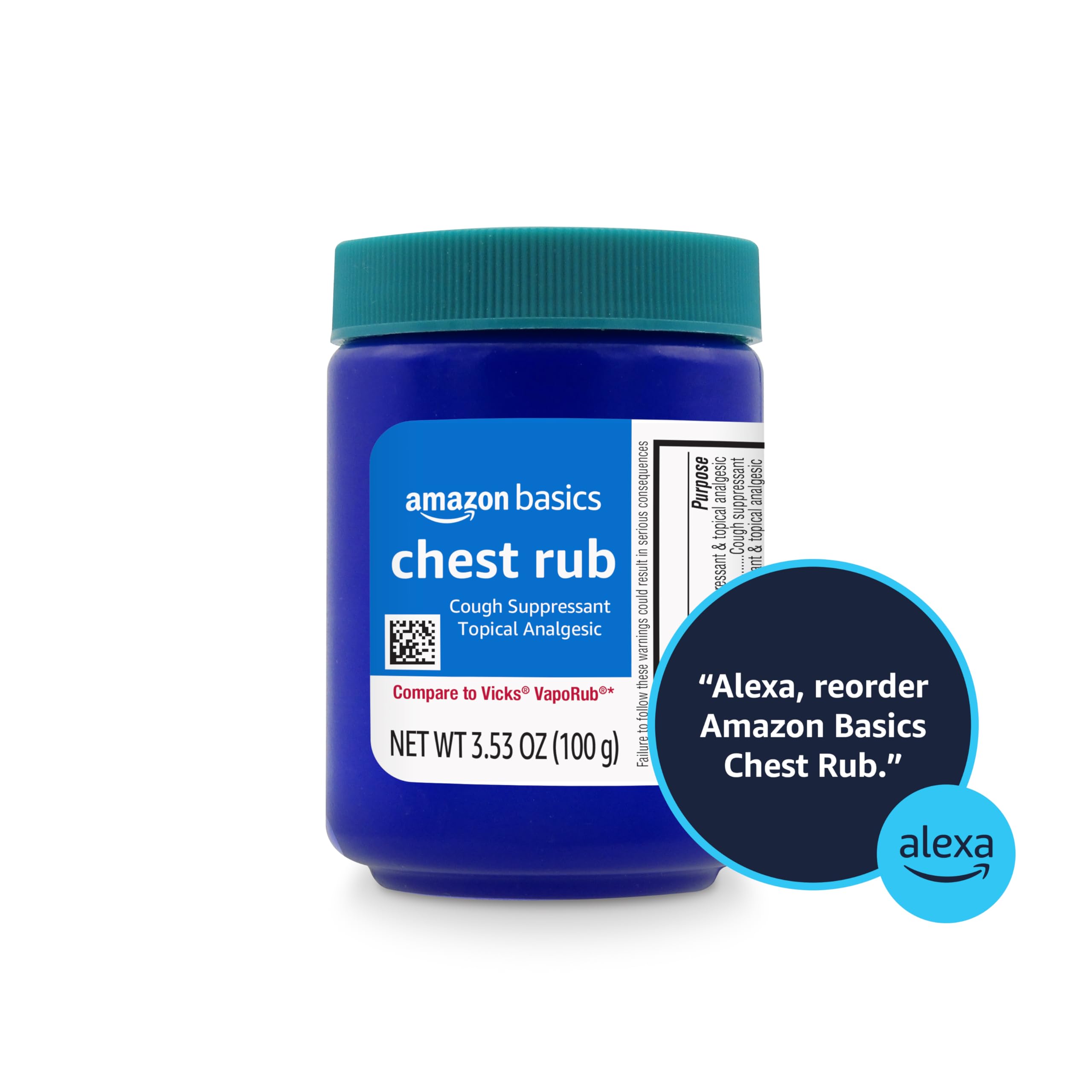 Amazon Basics Chest Rub Cough Suppressant and Topical Analgesic Ointment, 3.53 Ounce