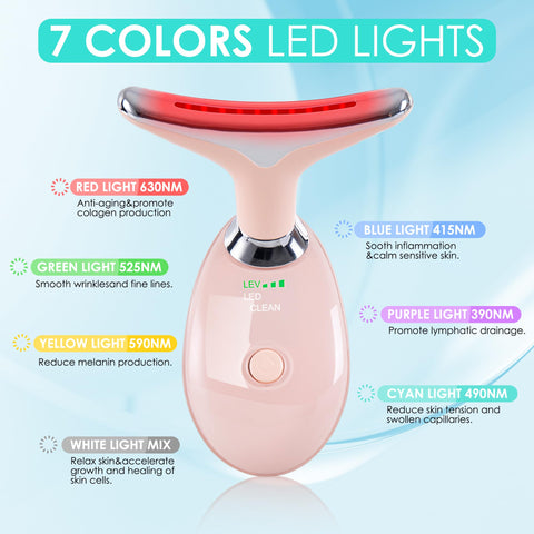 Facial Massager for Face and Neck, Red-Light-Therapy-for-Face and Neck, Face culpting Wand with 7 Color, at-Home Face Tool for S
