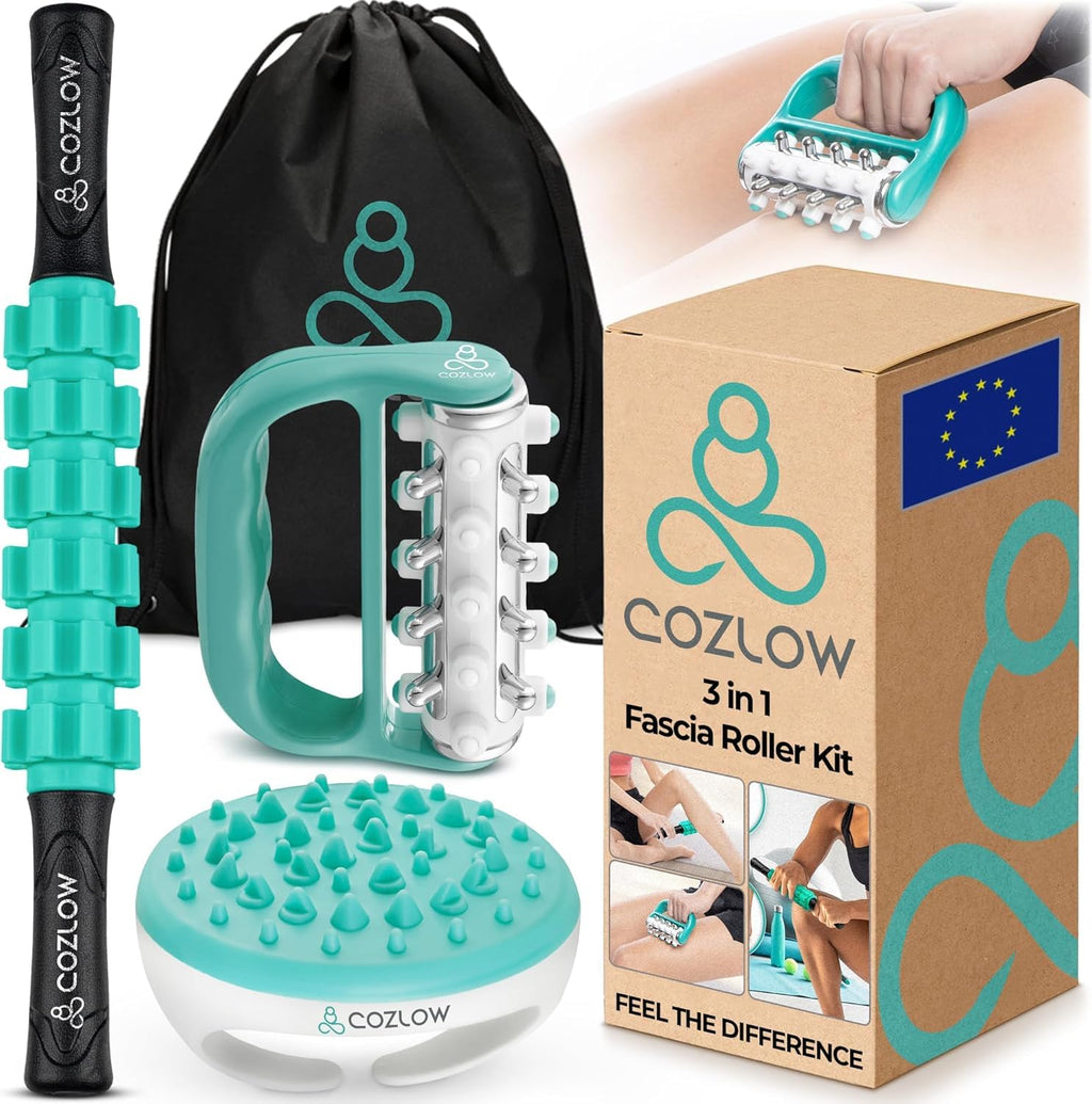 3-in-1 Fascia Roller Kit, Helps Reduce The Appearance of Cellulite, Helps Increase Circulation & Firms Skin, Fascia Massagers fo