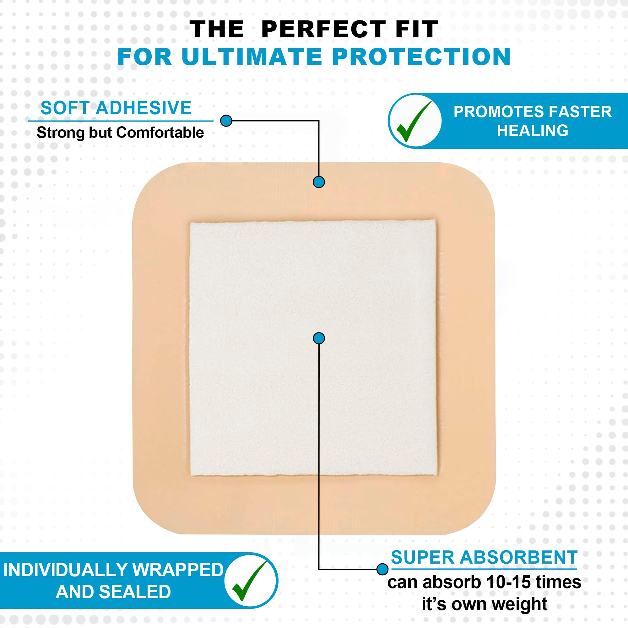 MedVance TM Foam - Bordered Adhesive Hydrophilic Foam Dressinge 6x6 (4.1x4.1 Pad) Box of 5 dressings