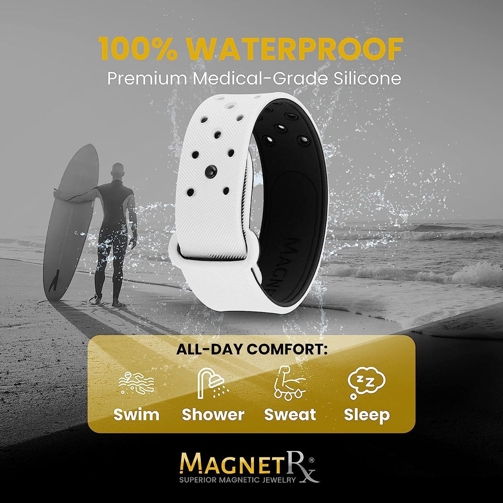 MagnetRX Magnetic Sports Bracelet - Waterproof Silicone Bracelet with 32 Magnets - Ultra Strength Wide Magnetic Bracelets for Me