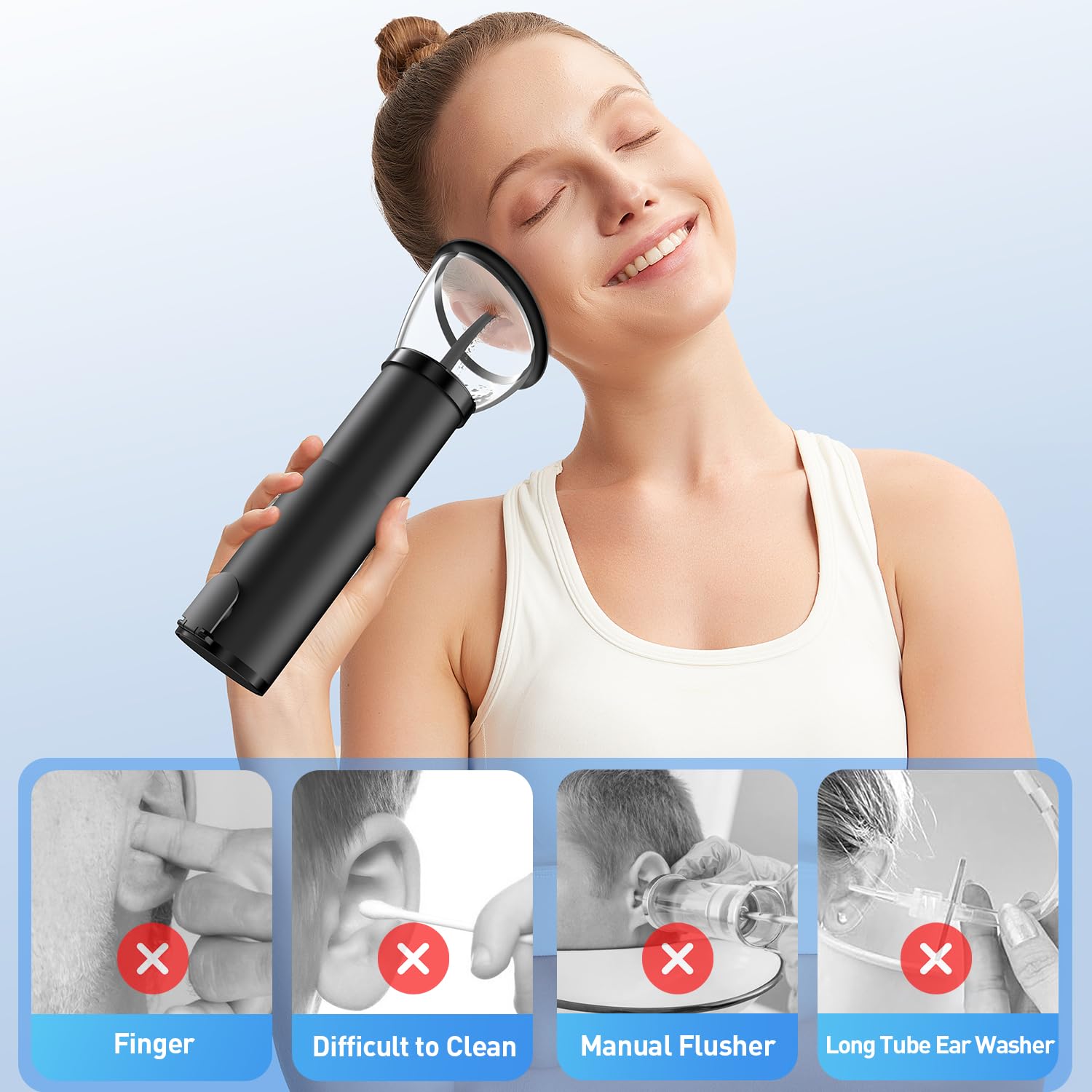 HeaDot Electric Ear Wax Removal, Retractable Water Ear Wax Cleaner, Effective Ear Cleaning Kit, IPX6 Ear Irrigation Flushing Sys