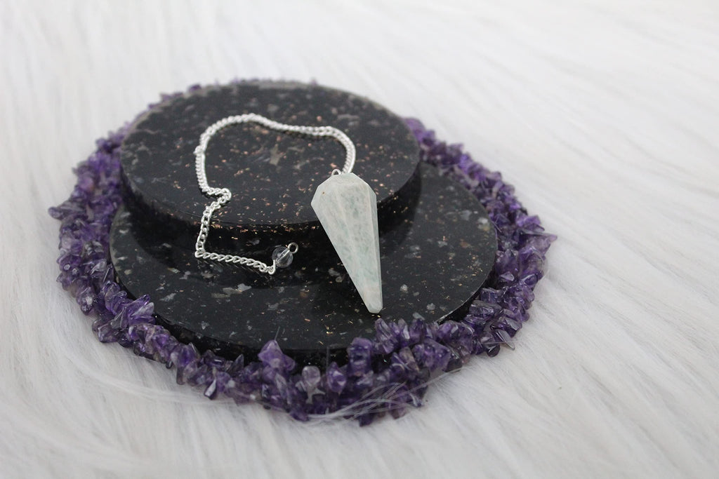Jet Amazonite Cone Pendulum Dowsing Faceted Cone Shaped Positive Energy, Peace of Mind, Balance, Healing, Meditation Success spi