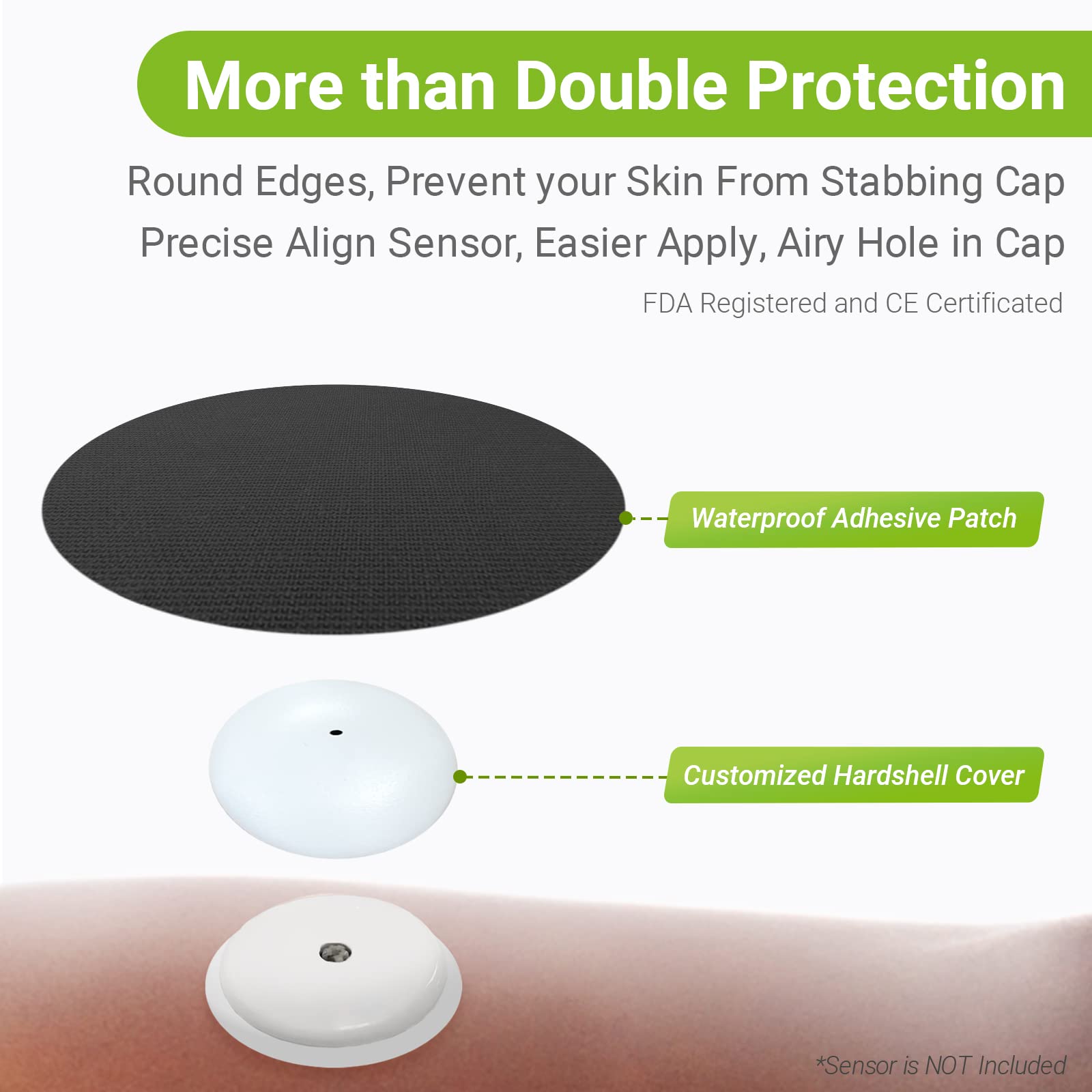 25PCS Sensor Covers for Freestyle Libre 2, Waterproof Hard shell Cover,No Glue on Sensor,1-Hand Patching/Removing, Adhesive Patc