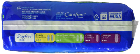 Stayfree Stayfree Maxi Pads, Super, Wingless, 24 Count, Pack of 6, 24 Count (Pack of 6), 24 Count