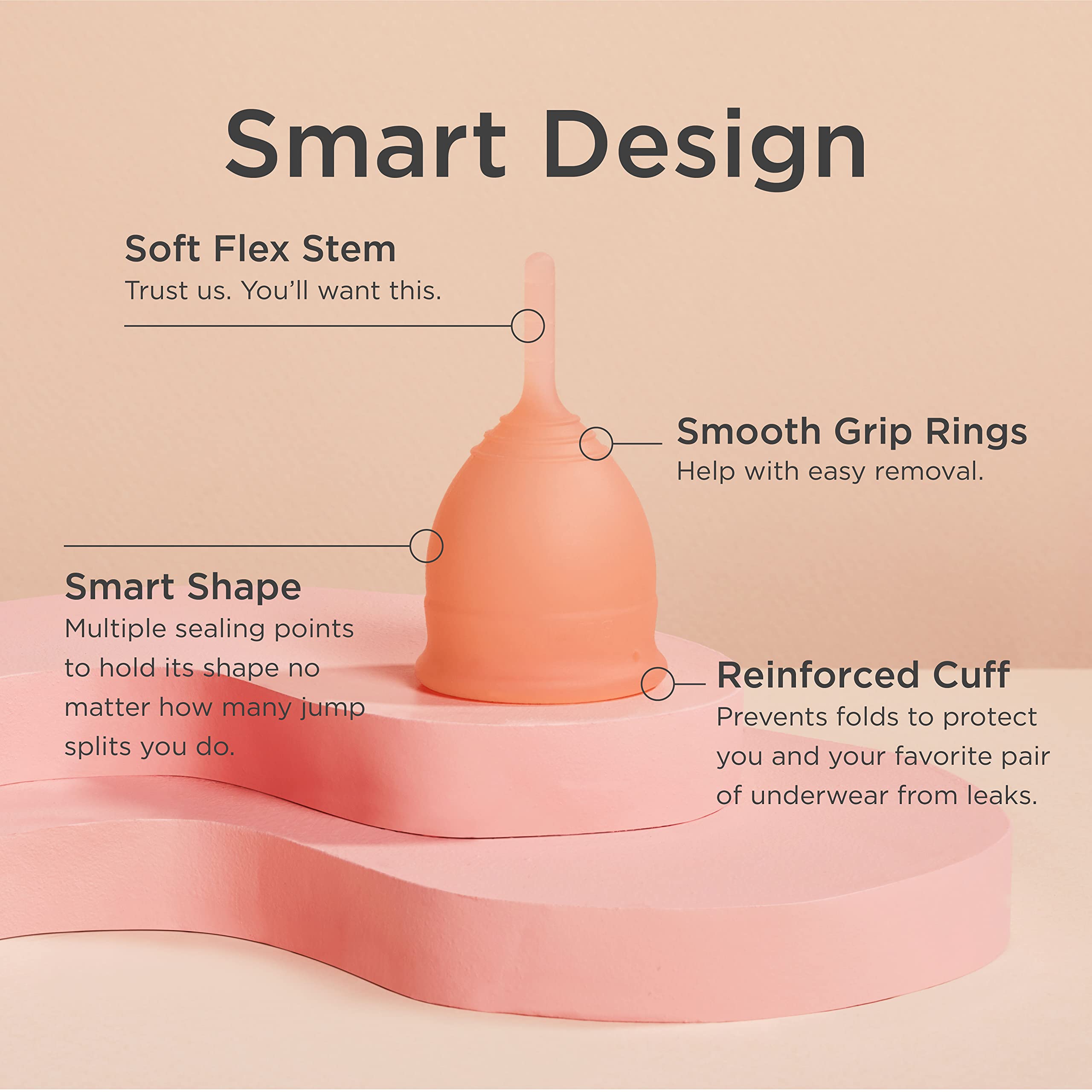 Saalt Soft Menstrual Cup - Best Sensitive Reusable Period Cup - Wear for 12 Hours - Tampon and Pad Alternative (Regular Grey, Sm