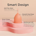 Saalt Soft Menstrual Cup - Best Sensitive Reusable Period Cup - Wear for 12 Hours - Tampon and Pad Alternative (Regular Grey, Sm