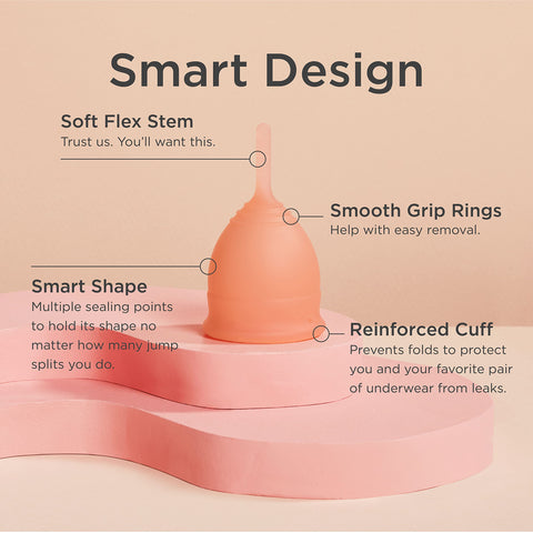 Saalt Soft Menstrual Cup - Best Sensitive Reusable Period Cup - Wear for 12 Hours - Tampon and Pad Alternative (Regular Grey, Sm