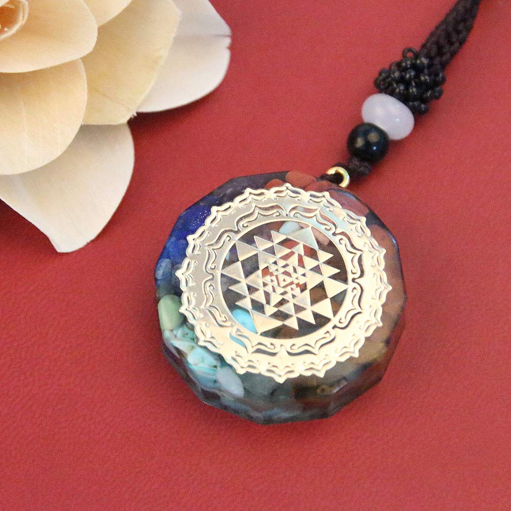 Acxico 1pcs Orgonite Pendant Sri Yantra Necklace Sacred Geometry Chakra Energy Necklace Gift