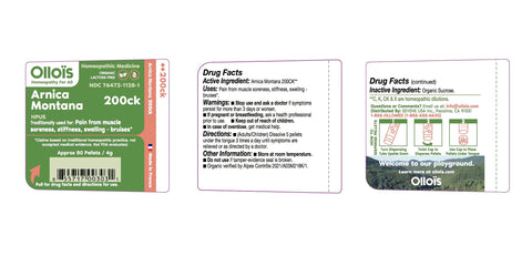 OLLOIS Vegan Arnica Montana 200CK Organic Lactose-Free Homeopathic Medicine, 80 Pellets
