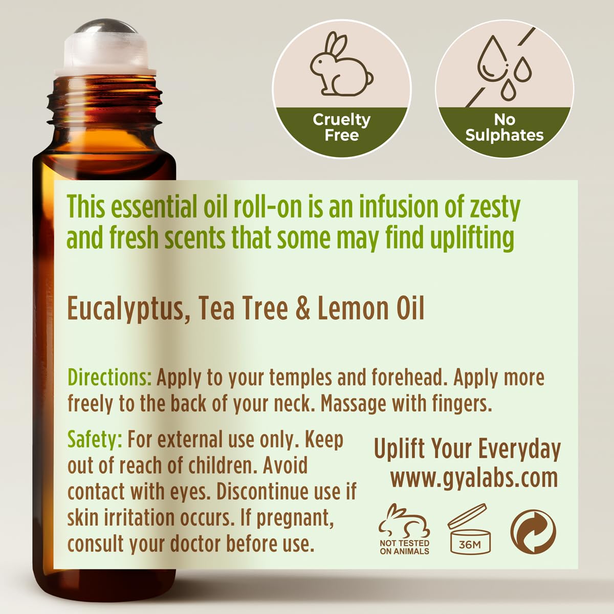 Gya Labs Health Guard Essential Oil Roll On - Protective Aromatherapy Blend with Tea Tree & Eucalyptus - 100% Pure Natural, Alco