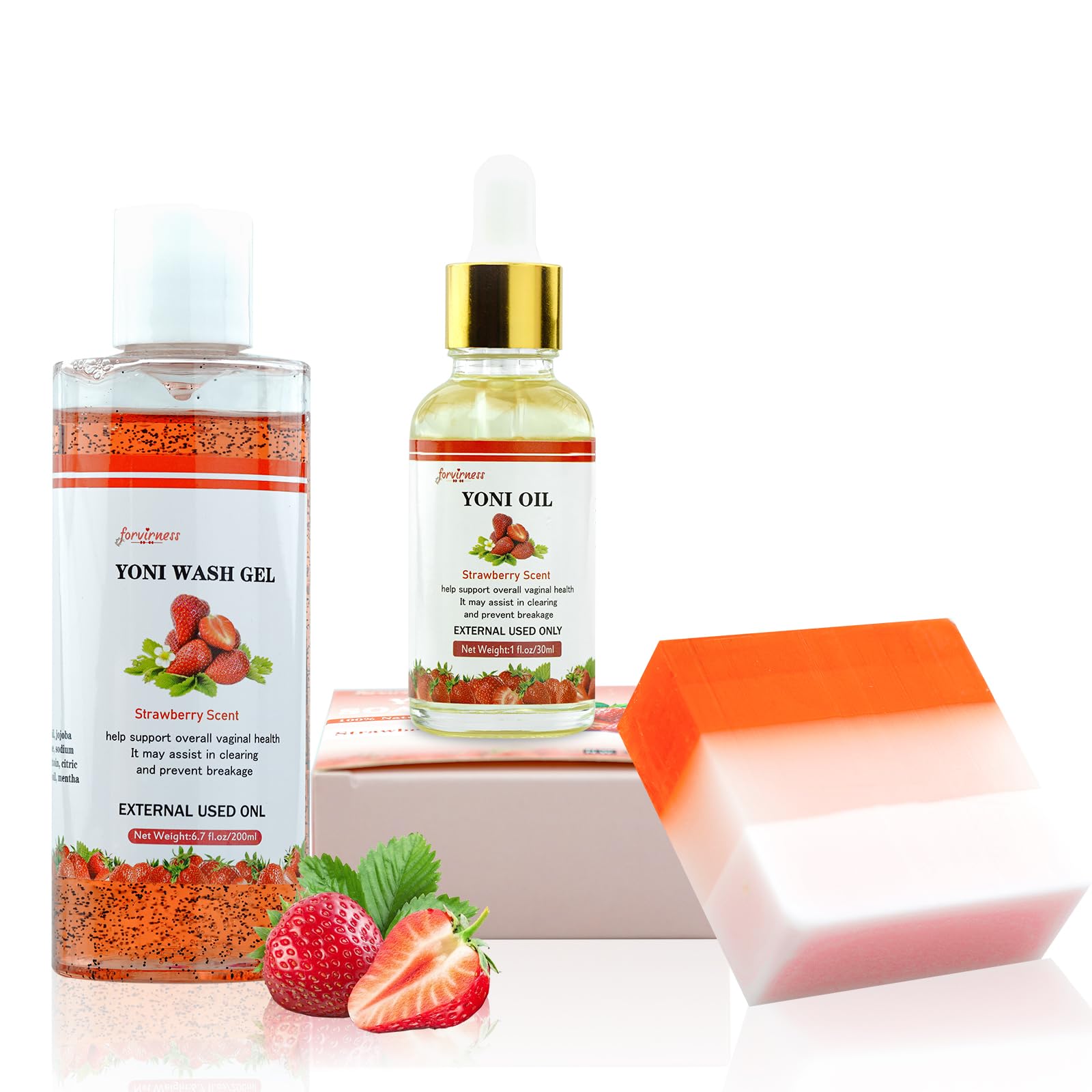 Yoni Wash Yoni Oil Bar Soap for Women PH Balance, Strawberry Body Oil, Feminine Wash for Women Moisturizing, 1 Fl.Oz Feminine Oi