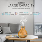 BZseed Aromatherapy Essential Oil Diffuser 550ml 12 Hours Wood Grain Aroma Diffuser with Timer Cool Mist Humidifier for Large Ro