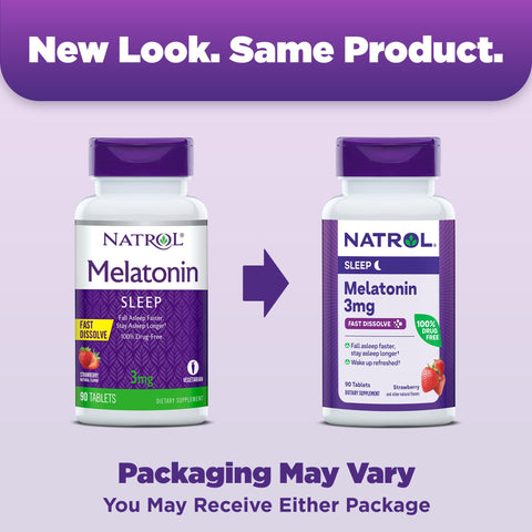 Natrol Fast Dissolve Melatonin 3 mg, Melatonin Supplements for Restful Sleep, Sleep Support for Adults, 90 Strawberry-Flavored T