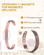 Feraco 11X Magentic Copper Bracelet for Women, Copper Cuff Bracelet, 99.99% Pure Copper with Magnets, Adjustable Magnetic Bangle