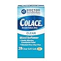 Colace Clear Stool Softener Soft Gel Capsules Constipation Relief 50mg Docusate Sodium Doctor Recommended 28ct